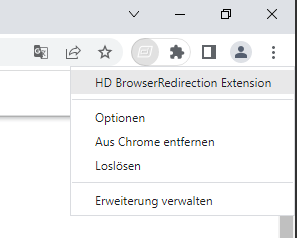 HD Browser Redirection Extension Einstellungen öffnen